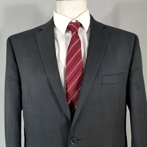 Michael Strahan suit men's 46R black window pane Wool Blend Pants 46x28 - Picture 3 of 11